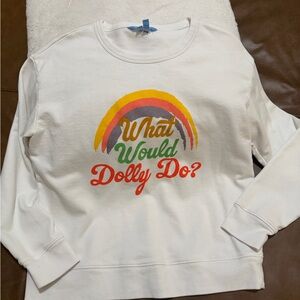 Draper James White Sweatshirt with Blue Tag